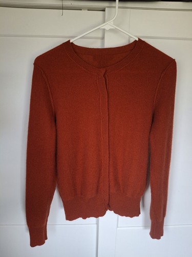 Lord &Taylor Woman's Cashmere Rust Orange Button Down Long Slve Sweater NWT, S - Picture 3 of 5