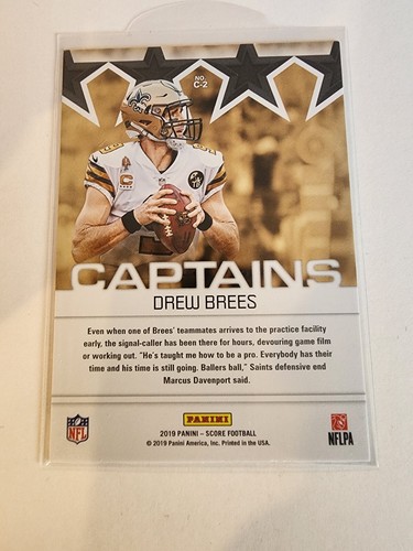 2019 Score Captains Drew Brees New Orleans Saints #C-2 - Picture 2 of 2