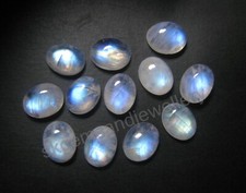 Natural Rainbow Moonstone Cabochon Calibrated Gemstone Oval For Jewelry