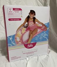 Justice Pool Chair Float With Backrest Pink Spiral Dye Inflatable Ages 6 Sealed
