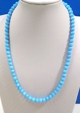 18" 45cm 6mm Light BLUE OPAL BEADS NECKLACE Strung on 14kt Gold Filled Chain
