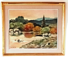 Quadro di RENZO CORCOS , pittore livornese - Paesaggio 