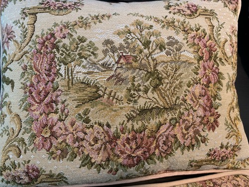 2 Vintage French Country Style Tapestry Pillows 12by10  Country Side. - Picture 3 of 4