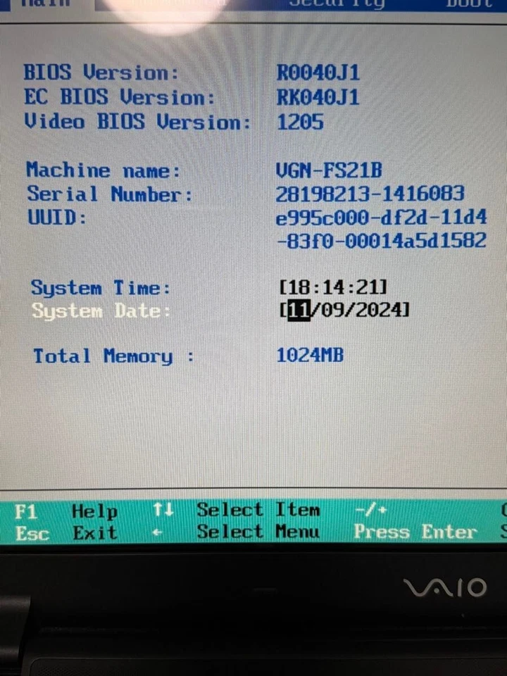 SONY VAIO Type F VGN-FS21B VGP-PRFS10V Intel Celeron M 360 1.40 GHz RAM 1024MB - Image 3 of 4