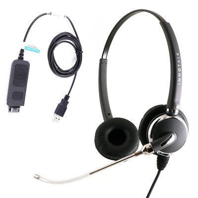 Voice Tube Mic Computer Headset, Plantronics Compatible USB Headset Adapter