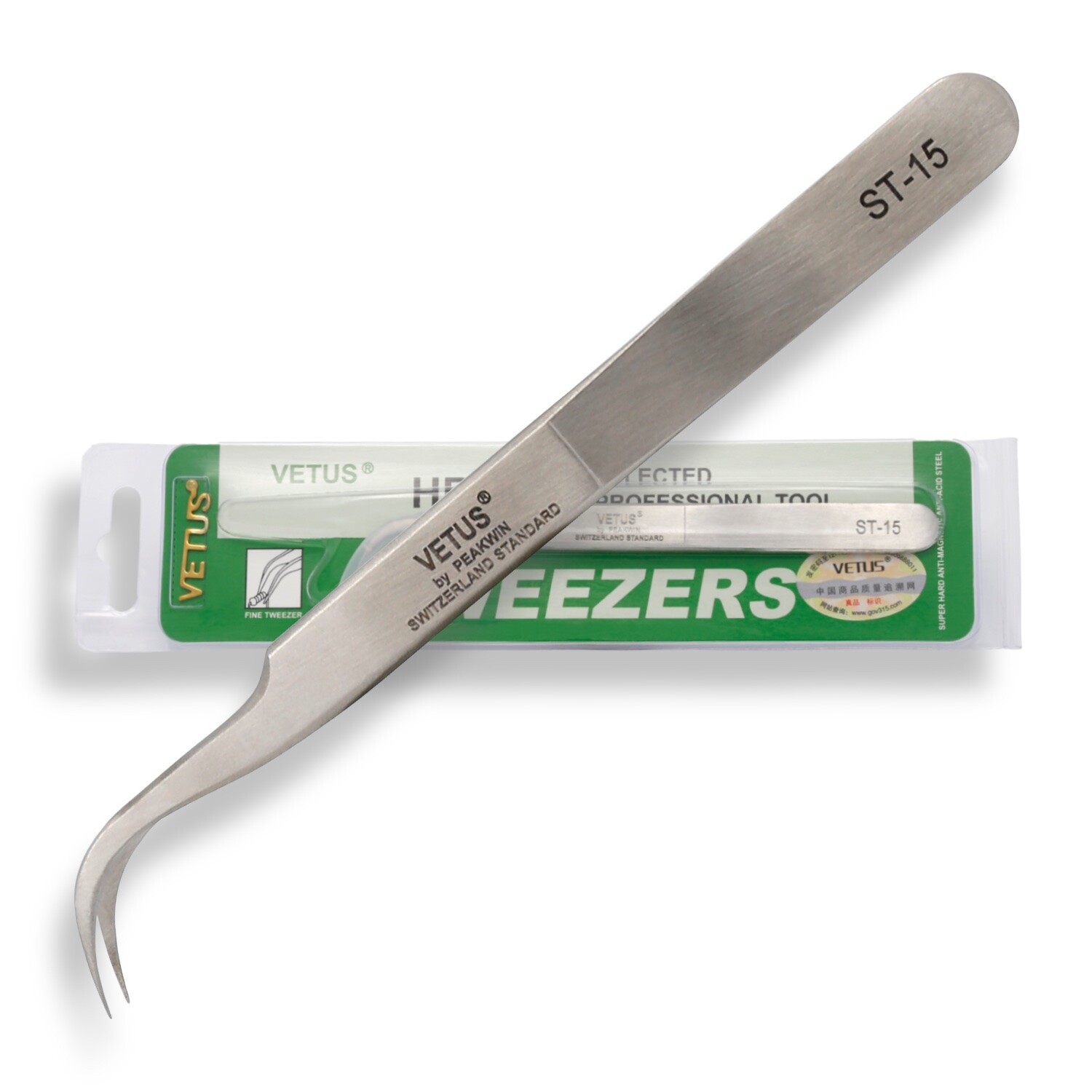 Wimpern Pinzette Wimpernverlängerung Pinzette Vetus ST-15 gebogen