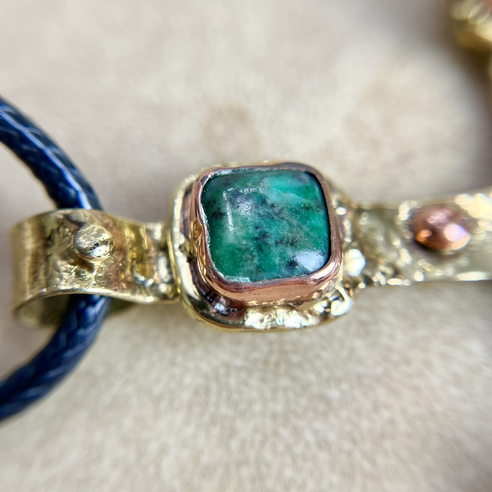 Large Cross Statement Necklace - Malachite & Azur… - image 9