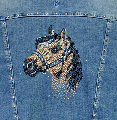 Christine Alexander Denim Jean Jacket Large Swarovski Christine Alexander Denim Jean Jacket Large Swarovski
