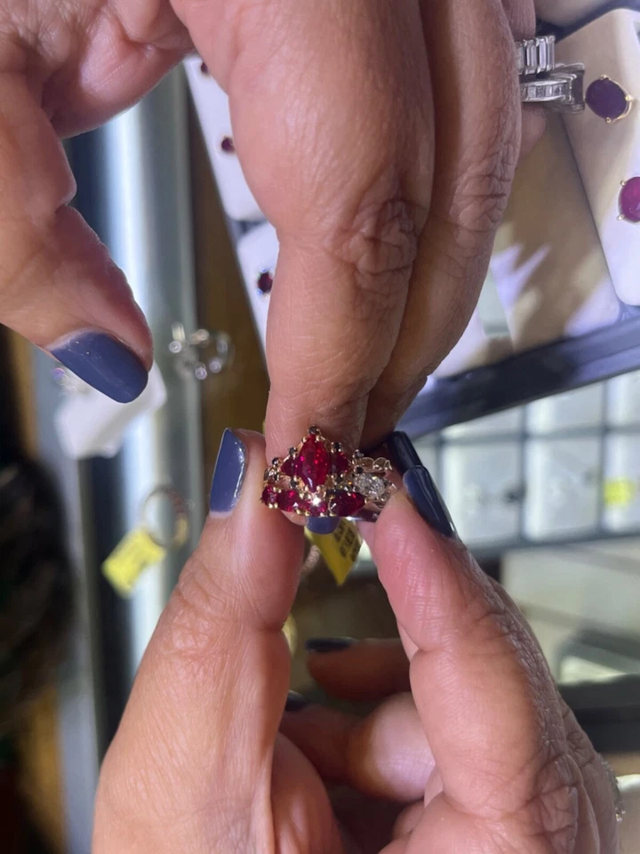 14k 玫瑰金 Oore 珠宝 Eden 珠宝商 红宝石订婚戒指 尺寸 4.5 — 第 3/4 张图片