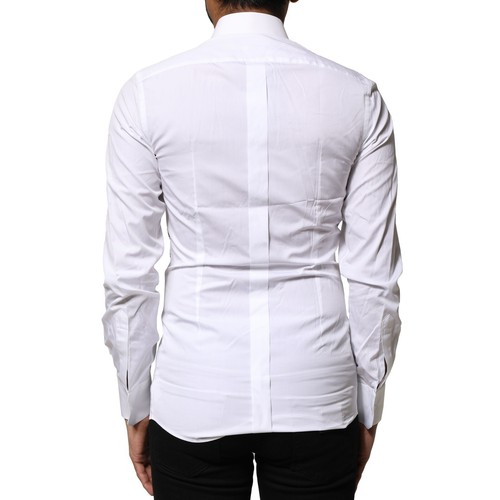 DOLCE & GABBANA Shirt White GOLD Embroidery Detailed Dress 37/US14.5/XS 1250usd - Picture 3 of 9
