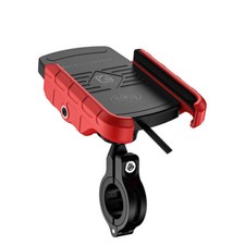 Red Black Motorcycle Cell Phone Holder W/ Wireless Charger For Yamaha Kawasaki