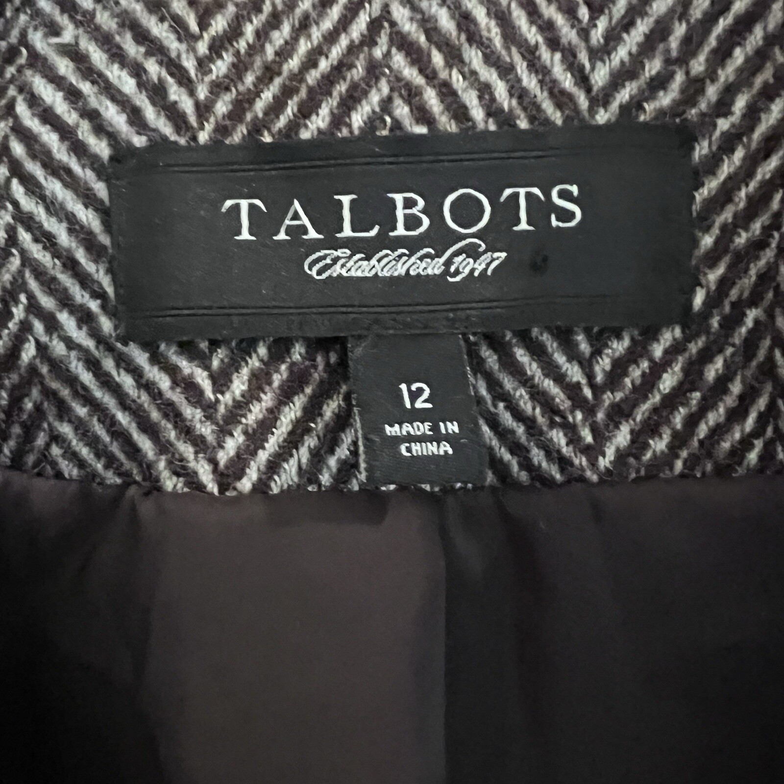 Talbots Brown Herringbone Patterned Blazer Wool A… - image 4