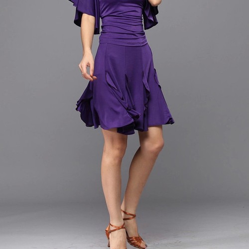 Vestido Cuadrado de Baile de Salón Salsa Latina Tango Rumba Cha Cha #W280 Falda 3 Colores - Imagen 3 de 10