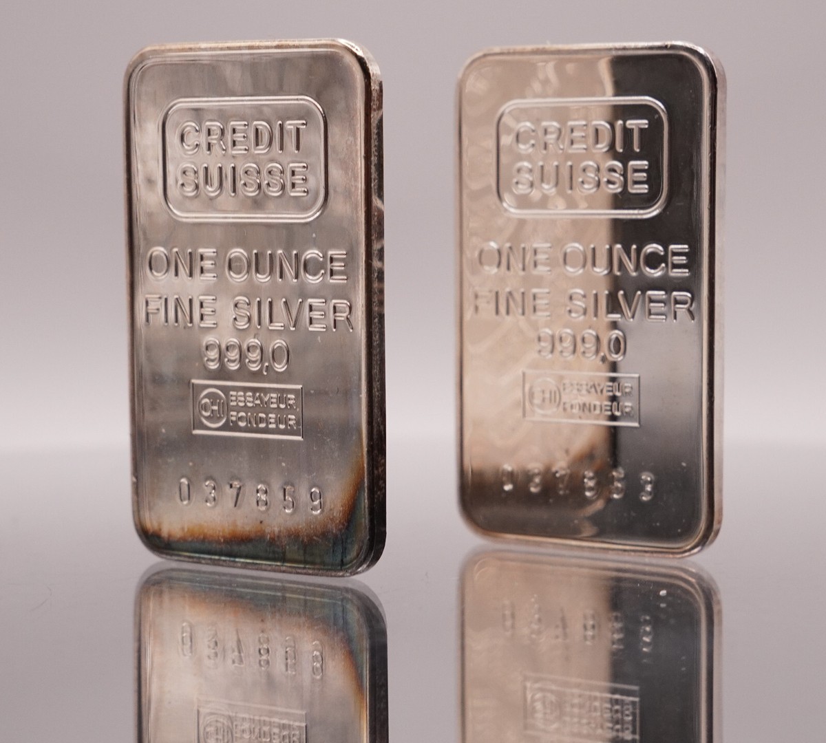 ONE Credit Suisse FAILED BANK 1oz 999 FINE Silver bar C3249