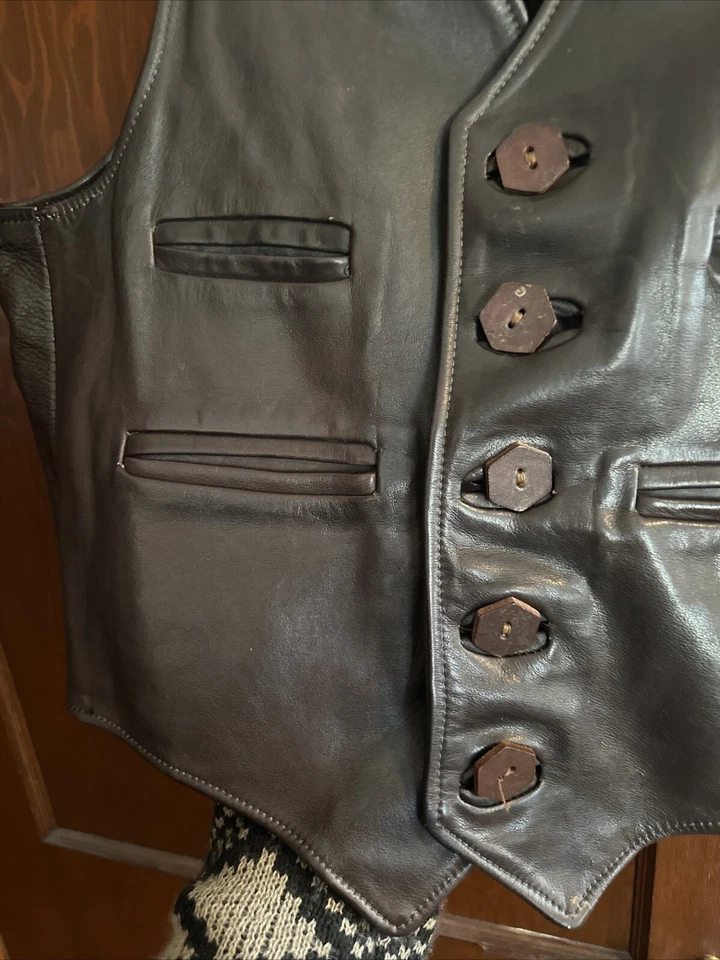 Chaleco de motociclista Walter Dyer is Leather Framingham Mass EE. UU. 100 % cuero talla 42 Foto 4 de 4