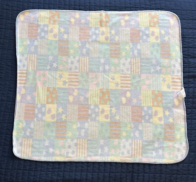 Crown Crafts Patchwork Fleece Baby Blanket Stars Hearts Squares Pastel 28'' x 31''