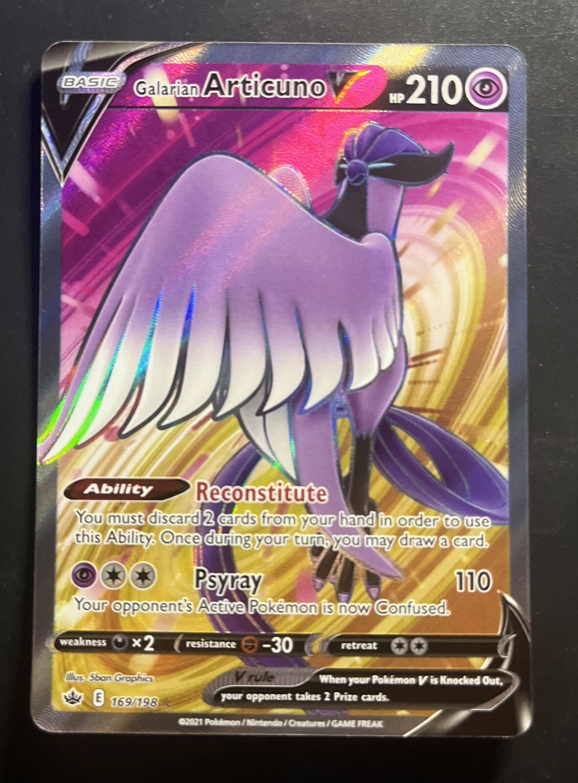 2021 Pokemon TCG Chilling Reign Galarian Articuno V Full Art 169/198 NM/Mint