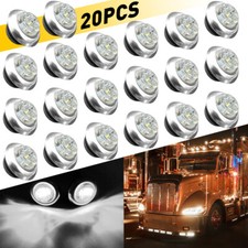 20X White Pickup Round Side Marker Lights 3/4" LED Bullet Lamp 12V Truck Trailer