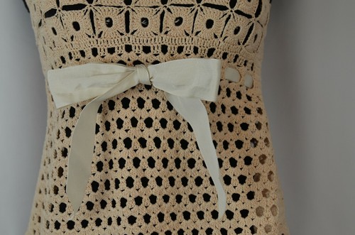 Robert Rodriguez Crocheted Strappy Top Sz XS Pullover Cotton Sheer Boho Bow Fun - Picture 6 of 8