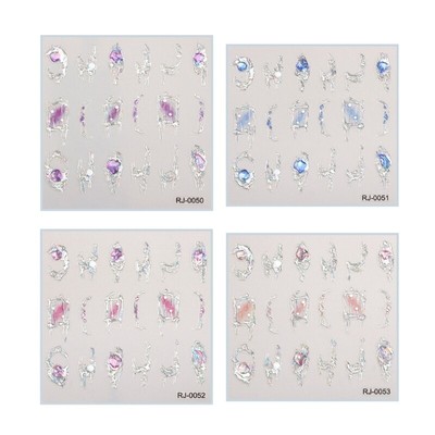 5D Embossed Nail Art Stickers,Diamond Designs Self-Adhesive Nail Art Decals