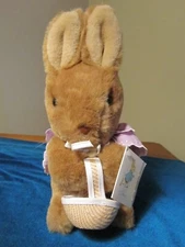 Vintage 1985 Eden Toys Inc Plush Stuffed 10" Brown Bunny with Tag Cotton Tail