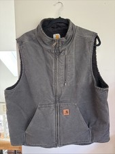 Carhartt Sherpa Lined Full Zip Work Vest Men  s Xtra Large Stand-Up Collar Gray