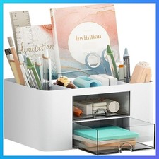 Pen Organizer with 2 Drawer, Multi-Functional Pencil Holder for Desk, Desk Organ