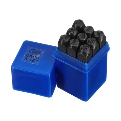 9Pcs Metal Number Stamps Set 5/16'' (8mm) 40Cr Metal Stamping Punch Tool Kit