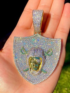 Authentic 2Ct Lab Created Diamond Round Men Big Pirate Head Pendant 14K Yellow Gold Plated