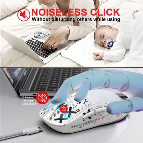 2.4G Wireless Mouse Ergonomic Design 3600DPI 6 Programmable Keys RGB Mechanical - Picture 10 of 12