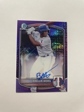2025 Bowman Chrome Mega Box BRAYLIN MOREL PURPLE Mojo AUTO ROOKIE /250 Rangers