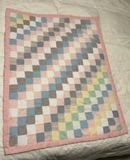 41.5 X 32  Handmade Patchwork Baby Quilt Grannycore