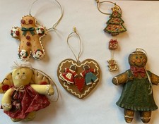 Lot 5 Kurt Adler Christmas Gingerbread Cookie Ornaments Tree and Others