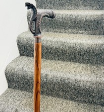 Chritmas Gift Antique Finish King Cobra Snake Head Handle Walking Cane Stick