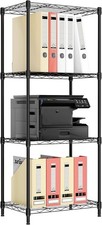 M MZG  4 Tier Metal Wire Shelf Unit, Black Storage Rack Organizer