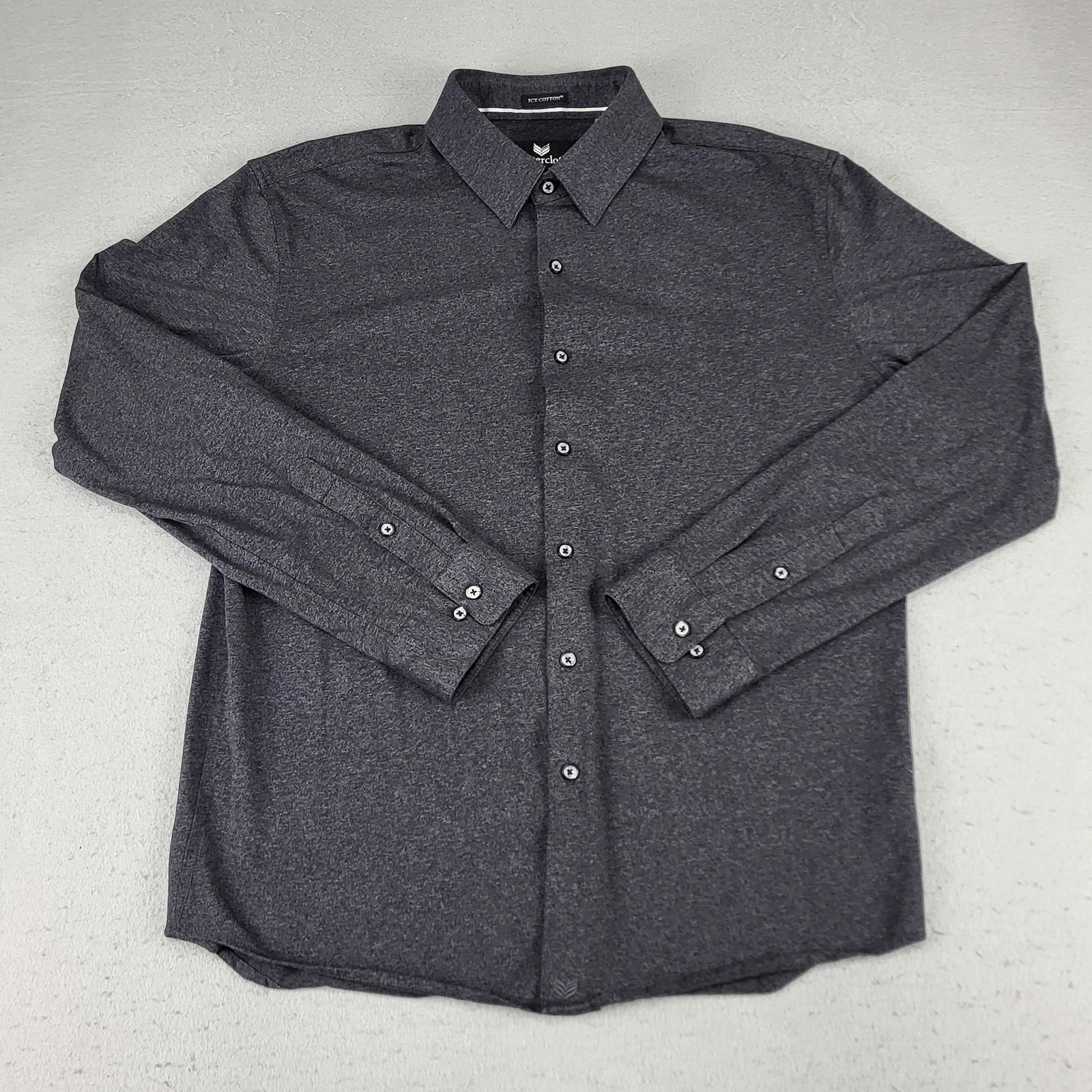 Buttercloth Shirt Mens XL Gray Icy Cotton Slim Fit Long Sleeve Button Up Casual