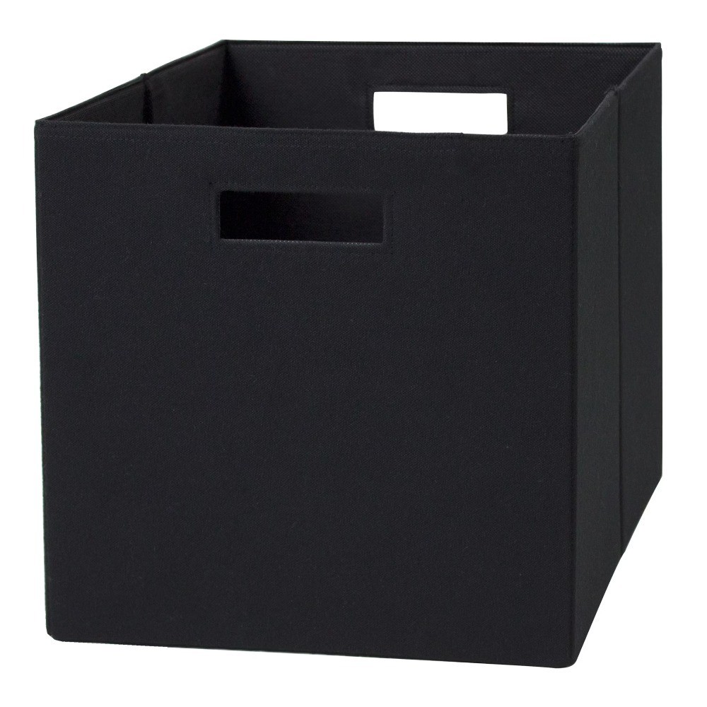 Collapsible Fabric Cube Storage Bin in Rich Black