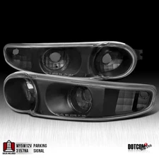 Fit 2000-2006 GMC Sierra Yukon Denali Black Bumper Lights Signal Lamps 00-06 Set