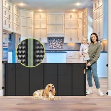 Extra Wide Retractable Baby Gate 80 Inch - Indoor/Outdoor Mesh Dog Barrier