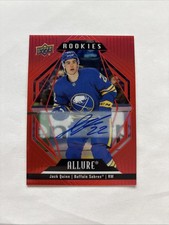 22-23 Upper Deck Allure Red Rainbow Rookie Card Autograph Jack Quinn. rookie card picture