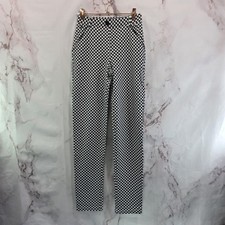 Betabrand Pants Womens Small Regular Black Straight Chino High Rise Catstooth