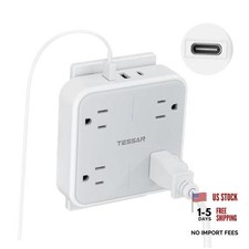 Multi Plug Outlet Extender - Surge Protector Outlet - 3 USB 1 USB C
