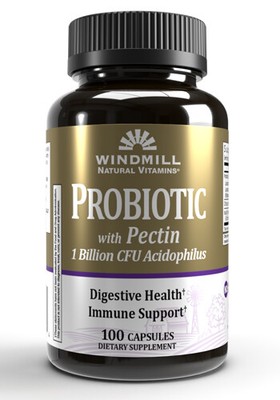 Windmill Vitamins Acidophilus with Pectin Dietary Supplement Capsules 100 Count