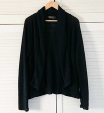 Peruvian Connection Cardigan Size XL Black Baby Alpaca Open Front Shawl Collar
