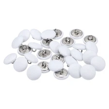 30pcs 15mm Fabric Cloth Covered with Metal Shank Round Sewing Buttons, White