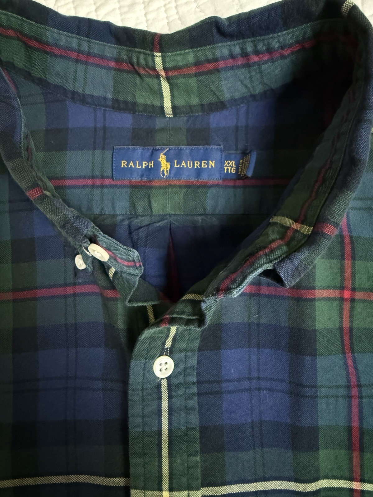 Camicia uomo Ralph Lauren Oxford tartan a quadri con bottoni manica lunga pony XXL