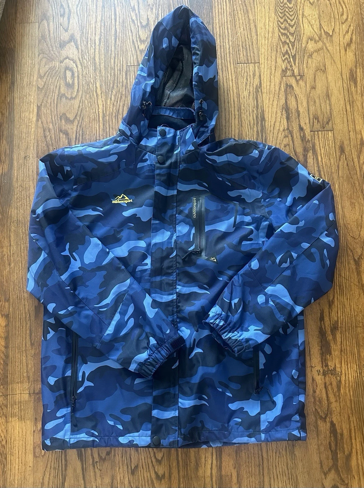 Outdoorsport Men's Large Hooded Outdoor Waterproof Rain Windproof Jacket