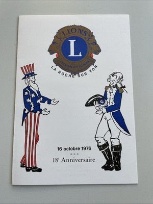 LION'S Club 1976 La Roche sur Yon Franco American Friendship Evening Menu