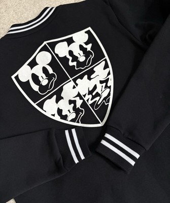 Mickey Mouse Varsity Jacket Adult Size Small Fleece Black Disney x Primark Snaps