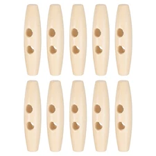 10PCS Wooden Toggle Buttons, 2.4x0.6in Natural Olive Shape Buttons,Natural Color